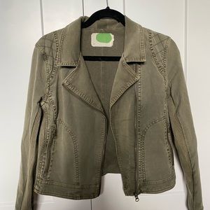 Anthropologie Army Green Moto Jacket Size Small